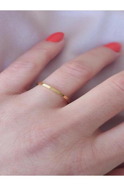 Quella Takı STEEL Plain Thin Gold Wedding Ring