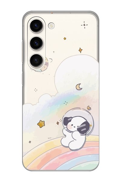 Magic Ring Cute Dog Pattern Transparent Phone Case Compatible with Samsung Ga...