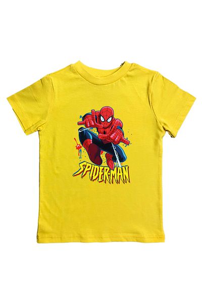 SPIDERMAN лятна детска тениска от памучен пениран плат с щампа на човек паяк