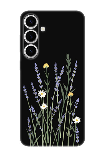 Samsung S24 Lavender Pattern Black Phone Case
