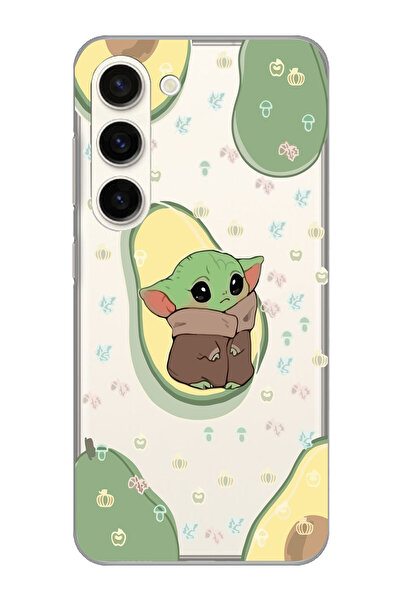 Magic Ring Samsung Galaxy S23 Uyumlu Baby Yoda Desenli Şeffaf Telefon Kılıfı