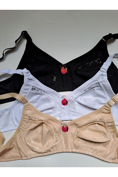 NARIYA Γυναικείο σουτιέν D Cup Plus Size Βαμβακερό 3 τεμάχιο 3 σουτιέν Χτενισμένο βαμβακερό συλλέκτη Καθημερινά άνετα εσώρουχα