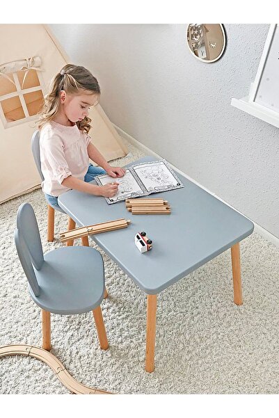 Bee Smart Bunny Masa 2 Sandalye Montessori Çocuk Oyun Etkinlik Çalışma Masası...