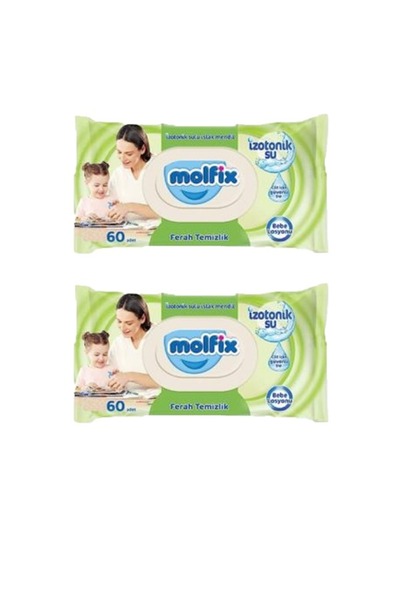 Molfix Ferah Temizlik İzotonik Sulu Islak Mendil (60 Yaprak) x 2 Adet