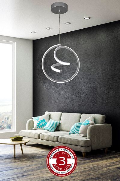 Renkoled Aydınlatma 3 Color Lighted Modern Pendant Lamp Led Chandelier Silver Gray Case Doorway, Hall, Room