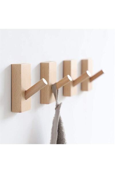 Vegüba Modern Dekoratif Ahşap Askılık 4 Lü