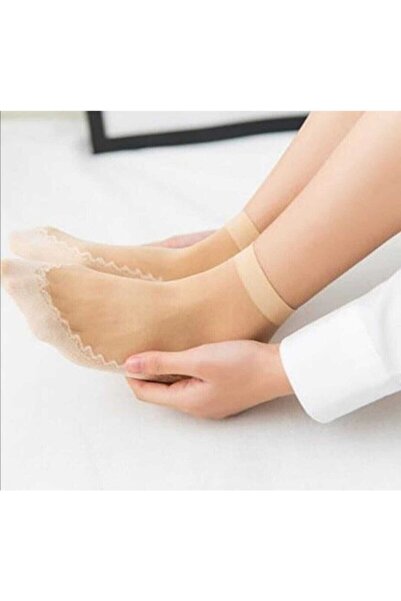 Meguca Socks Kadın Ten Rengi Tül Soket Çorap 3 Çift