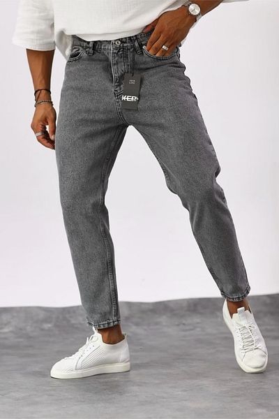 MADZEYMODA Boyfriend blugi gri pentru bărbați