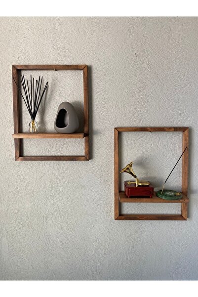 MSAĞWOODS 2'Lİ DUVAR RAFI AHŞAP DEKOR OTURMA ODASI SALON BALKON KIŞ BAHÇESİ