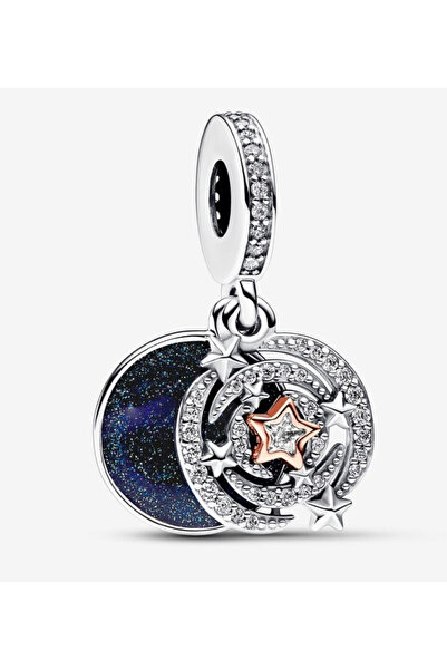 POSEİDONS JEWELLERY İki Renkli Kayan Yıldız Çift Sallantılı Charm