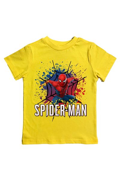 SPIDERMAN лятна детска тениска от памучен пениран плат с щампа на човек паяк