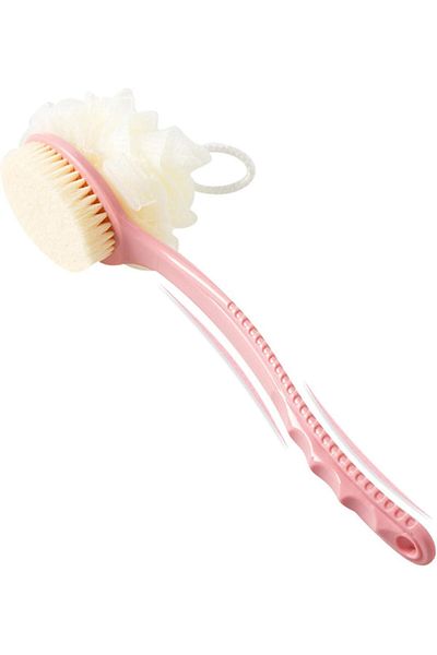 Welta Bath Shower Body Brush and Washcloth Double Sided Soft Long Handle Back Scrub Massage Brush