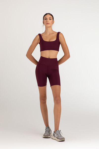 SHEISMONO High Waist Recovery Biker Leggings Plum