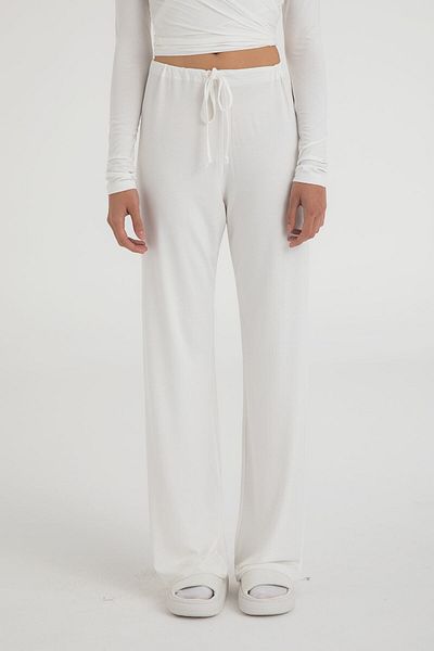 SHEISMONO Ecru Color Ultra Soft Lace-up Trousers