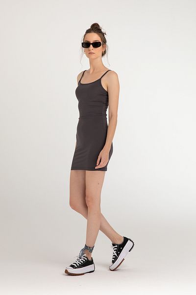 SHEISMONO Μίνι φόρεμα Soft Touch Rope Strap Smoked