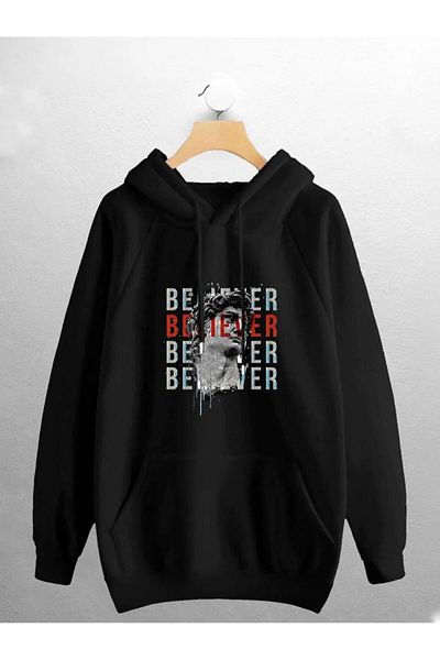 Khione Hanorac oversize cu glugă cu imprimeu Believer