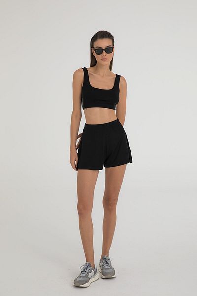 SHEISMONO Ultra Soft Elastic Shorts Black