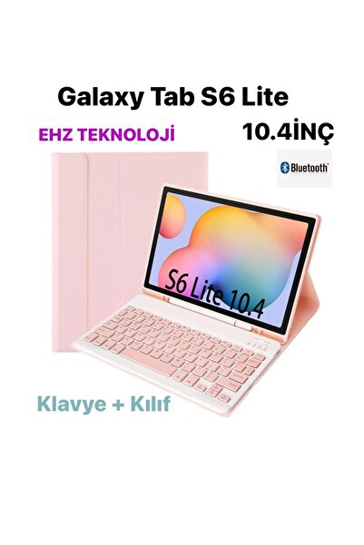 EHZ TEKNOLOJİ Samsung Galaxy Tab S6 Lite Uyumlu Siyah Deri Kapaklı Klavyeli Kılıf
