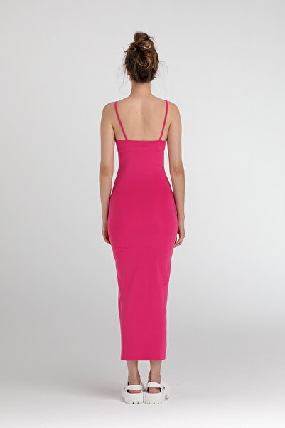 SHEISMONO Rochie cu bretele din frânghie la atingere moale fuchsia