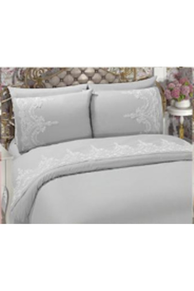 ZESA HOME Set navlaka za poplun od francuske čipke, 6 delova, siva