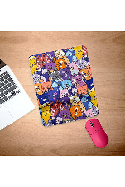 UcuruStore Ορθογώνια βάση ποντικιού Cartoon Cats με στήριγμα καρπού