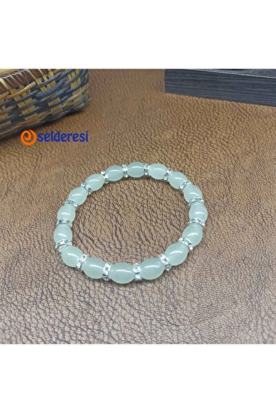 Selderesi Yeşil Fosforlu Taşlı Kedigözü Toz Kehribar Bileklik