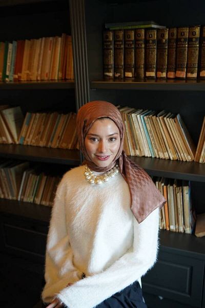 VALORSCARF Mocha Qoza Pattern Silky Jacquard Shawl
