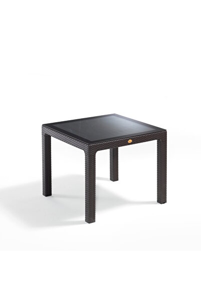 nar sokağı Camlı 90x90 cm Rattan Bahçe Balkon Masası