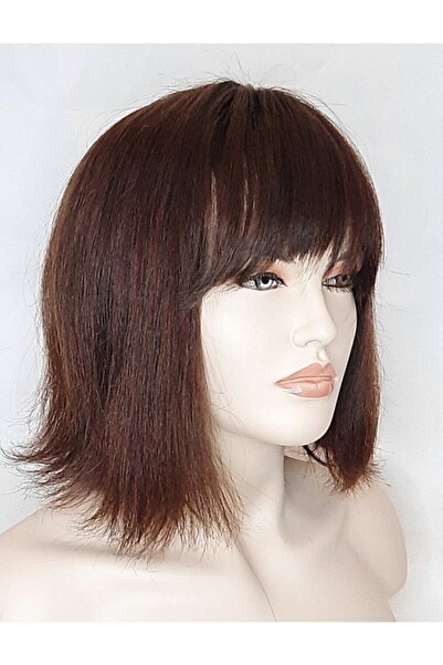 İsmet peruk Küt Peruk Kahverengi Gerçek Saç