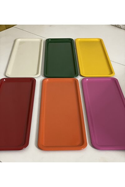 Mineli-Aşk صينية تقديم وخدمة تقديم مستطيلة بـ 6 ألوان مختلفة 6 صواني ملونة