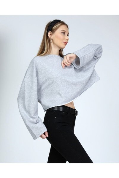 BASICA Women's Gray Basic Sweatshirt