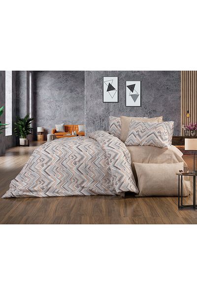 Akkoyunlu home Комплект завивка Chevron Double (завивка, чаршаф, възглавница) за 2 души