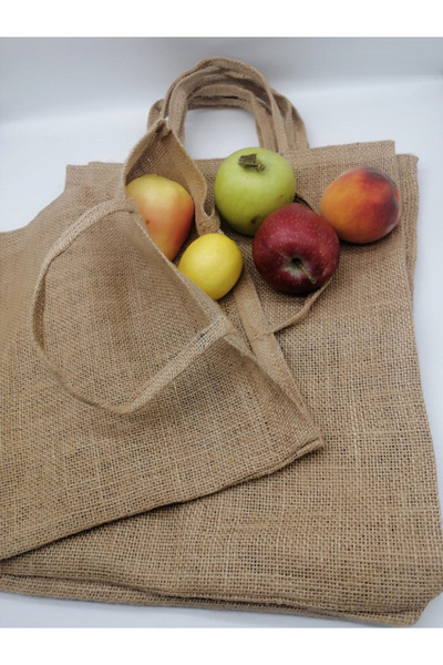 İSTANBUL SANDALET 1 Adet 35x40 Cm Alışveriş Pazar Torbası Doğal Jut Torba Fuar Promosyon Katalog Çanta