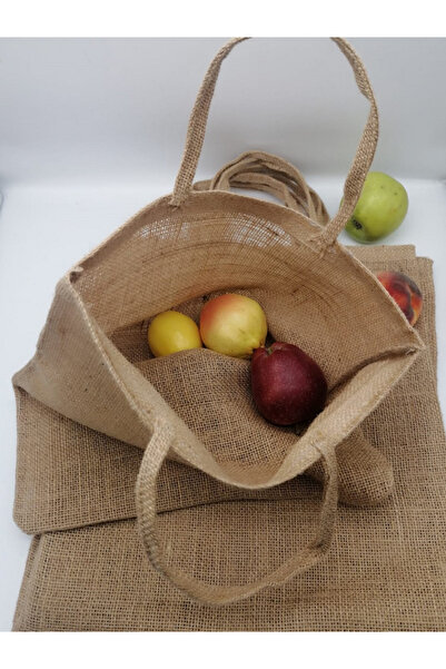 İSTANBUL SANDALET 1 Adet 35x40 Cm Alışveriş Pazar Torbası Doğal Jut Torba Fuar Promosyon Katalog Çanta