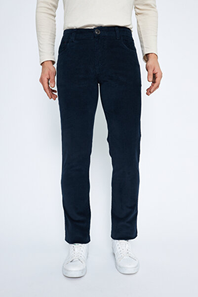 Daniel Voi Kadife 5 Cep Regular Fit Indigo Erkek Pamuklu Pantolon