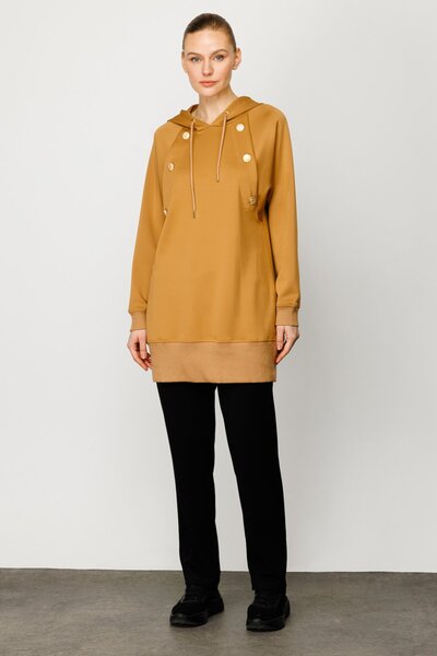 Ekol ON Ornamental Buttoned Hooded Tunic