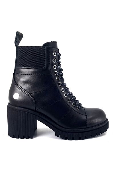 Mammamia D24Kb-1710 Black Leather Women's Heeled Boots