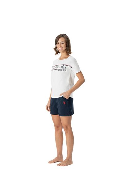 U.S. Polo Assn. يو اس بولو اسنطقم شورت تي شيرت نسائي بياقة واسعة إكرو 024Y.Z1E.TA.6G.R9.8P.5