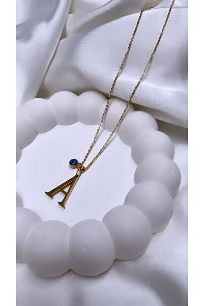 Accessories Gold Renk Nazar Boncuklu Çelik A Harfli Kolye