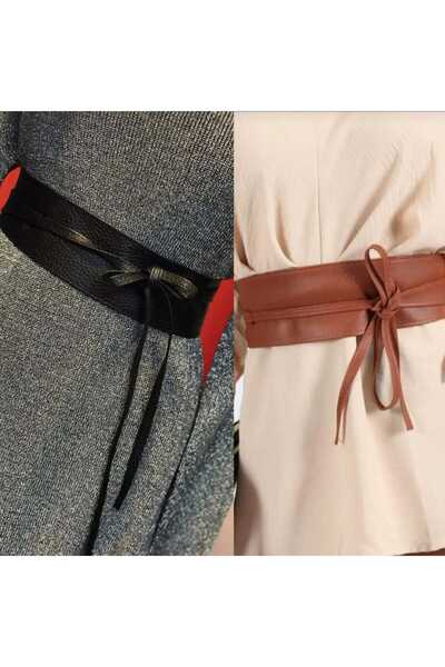 Kemerix حزام ملفوف أسود اللون برباط نسائي