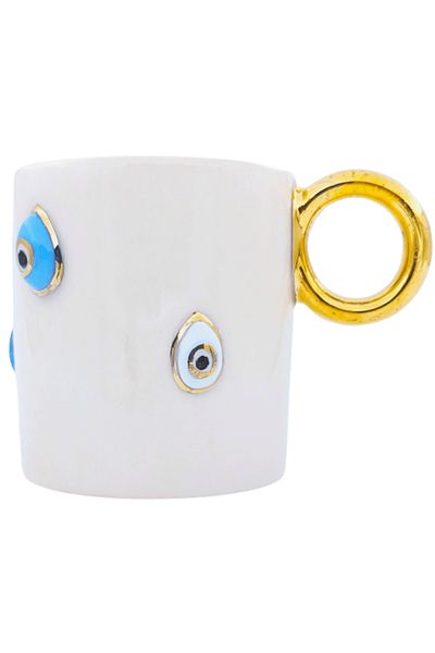 Monako Limited Edition 24 Carat Gold Embroidered, Evil Eye Patterned, 100% Handmade, Double Turkish Coffee Cup