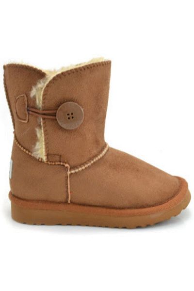 POLENS Children's Tan Fur Lined Single Button Boots (Order Minimal Size 1)