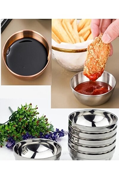 BİODATA Paslanmaz Çelik 18 Cm Çorba Yemek Kasesi 6 Adet Sos Mama Tereyağı Tabağı Meze Tabağı 430 Tas No:5
