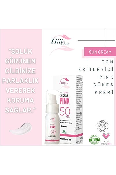 hillcosmetic Ton Eşitleyici Pink Pembe Güneş Koruyucu +50 Spf Glow