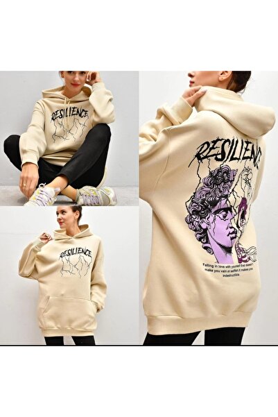 Alegante سويت شيرت 3 خيوط مرتفعة للاسترخاء بلون كريمي مقاس كبير