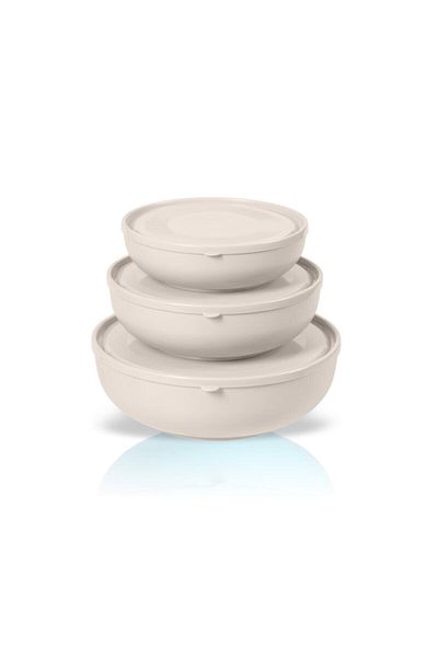 Melkan Home Set of 3 Shallow Bowls with Round Lids
