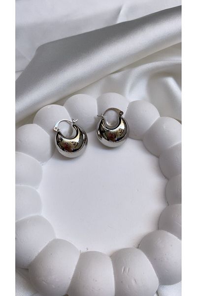 Accessories Thick Hoop - Silver Colored Earrings