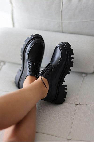 StWenn Γυναικεία παπούτσια με χοντρή σόλα Loafer Moccasin Μαύρα παπούτσια Valentino Model Casual Παπούτσια Classic Παπούτσια