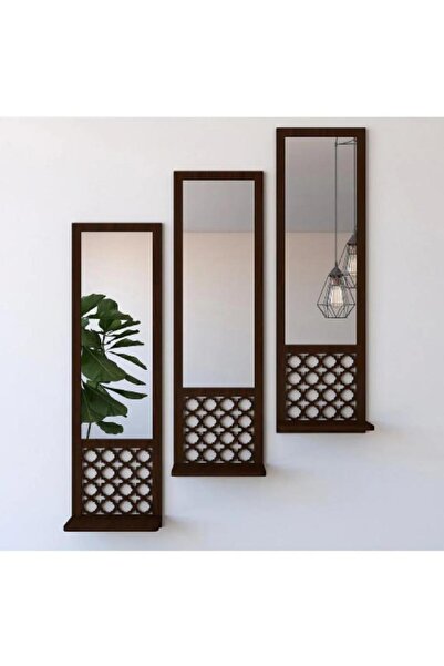 10kdekor 3'lü Ahşap Duvar Süsü Rafı Fas Temalı Duvar Dekoru 10K DEKOR