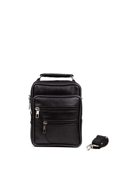 Newish Men's Leather Hand and Shoulder Bag, Crossbody Bag Daily Black (medium Size)